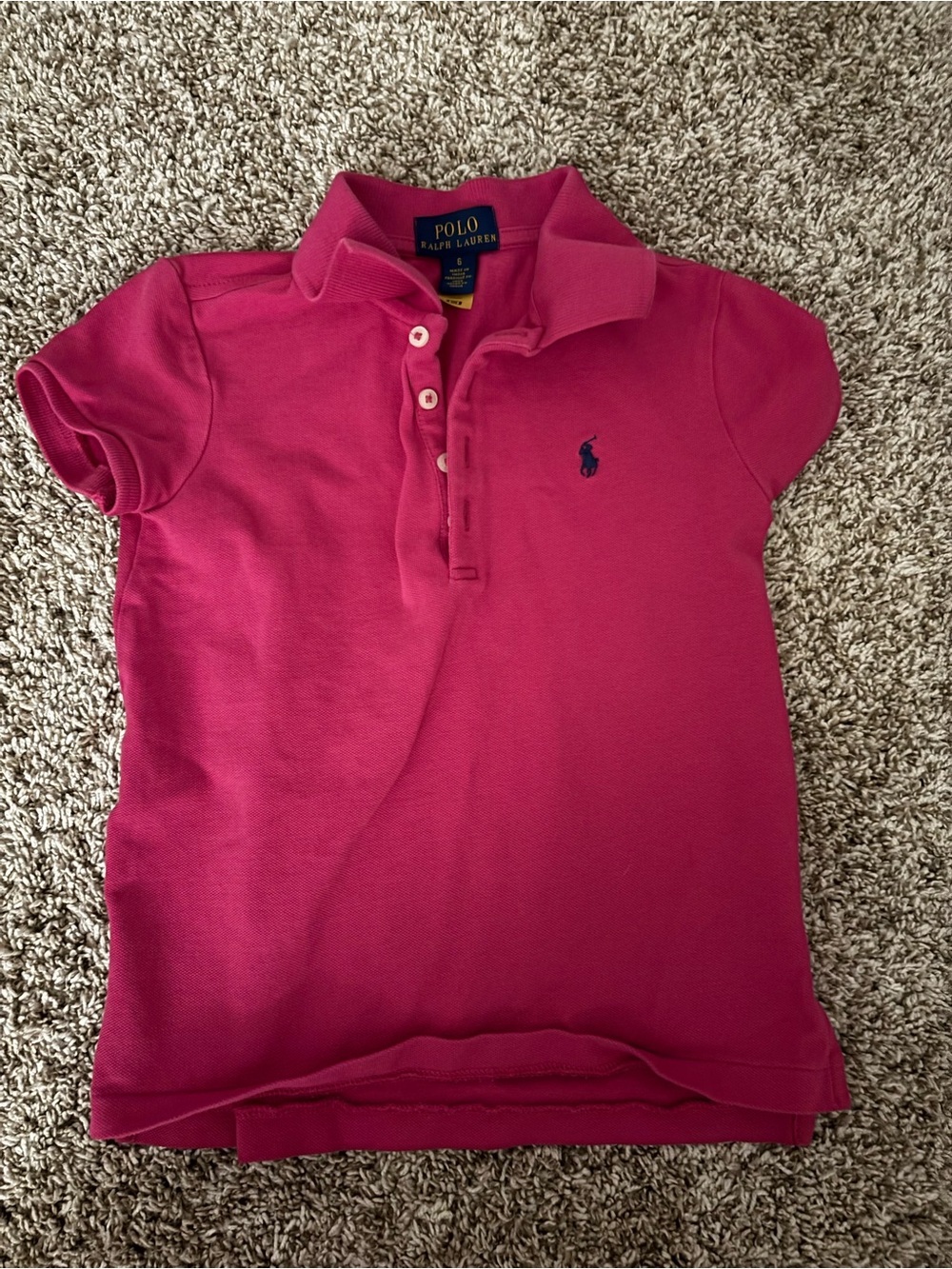 Polo by Ralph Lauren Girls' Pink Fuschia Raspberry Short Sleeve Polo Size 6